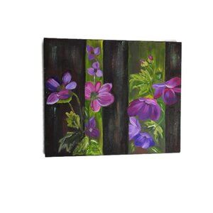 Contemporary Textured Floral Still Life Oil Painting Signed